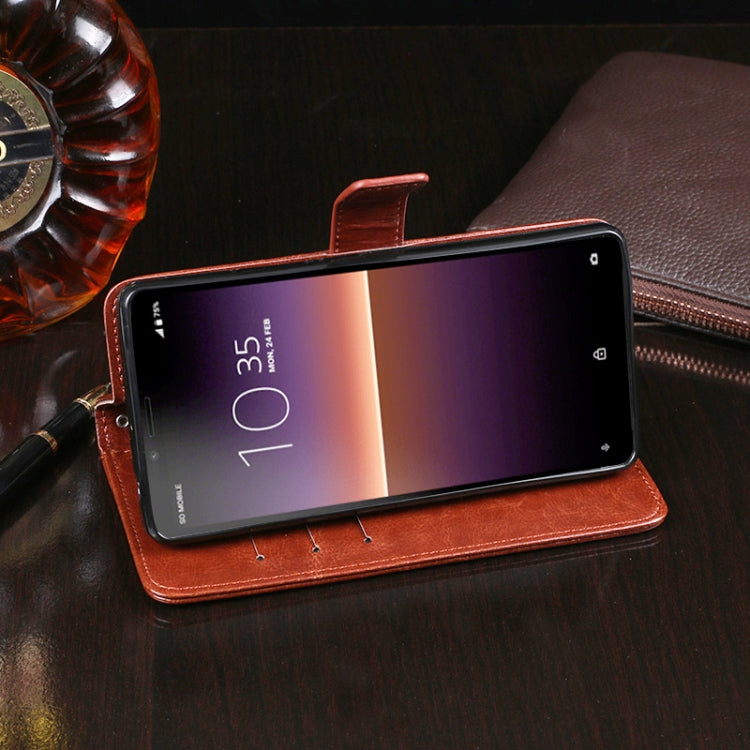 Para Sony Xperia 10 II idewei Crazy Horse Texture Funda de cuero con tapa horizontal con soporte, ranuras para tarjetas y billetera (negro)