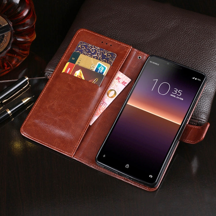 Para Sony Xperia 10 II idewei Crazy Horse Texture Funda de cuero con tapa horizontal con soporte, ranuras para tarjetas y billetera (azul cielo)