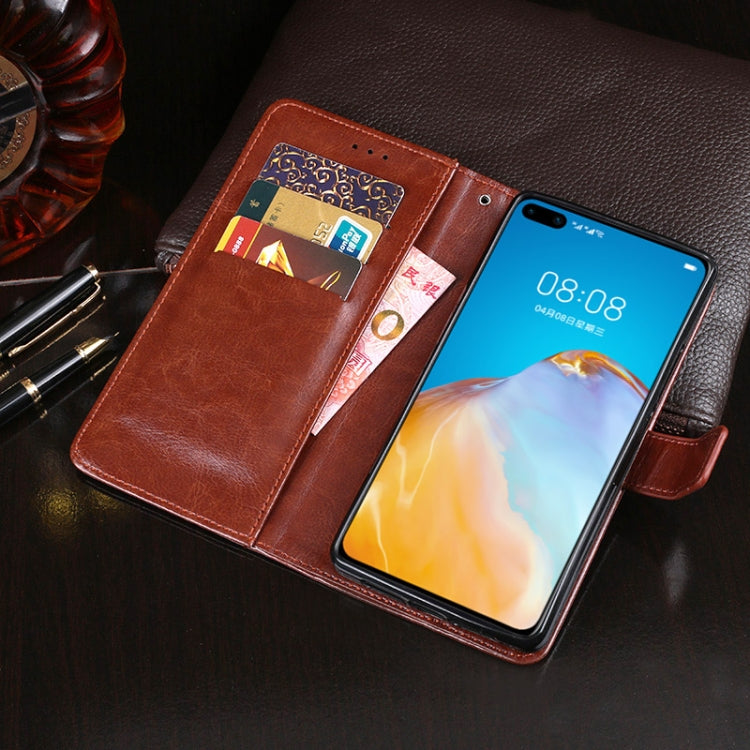 Para Huawei P40 idewei Crazy Horse Texture Funda de cuero con tapa horizontal con soporte, ranuras para tarjetas y billetera (negro)