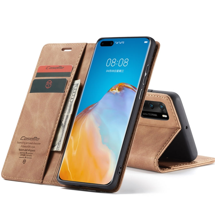 Para Huawei P40 CaseMe-013 Funda de cuero con tapa horizontal multifuncional con ranura para tarjeta, soporte y billetera