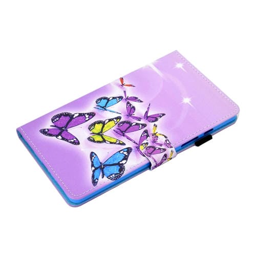 Estuche de Cuero para Hilo de Coser Plano Izquierdo y Derecho con Cubierta Bolígrafo Ranura Tarjeta Hebilla Tira Antideslizante Soporte (Mariposa)