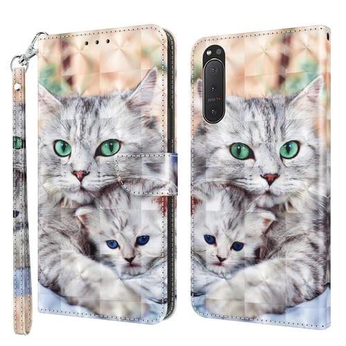 Funda de piel 3D para Sony Xperia 5 II con diseño Two Loving Cats