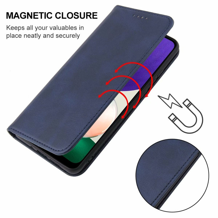 Caja de Teléfono de Cuero para Samsung Galaxy A22 5G Jp Versión con Cierre Magnético (Azul)