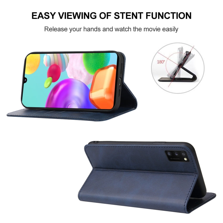 Caja de Teléfono Samsung Galaxy A41 Versión UE de Cuero con Cierre Magnético (Azul)