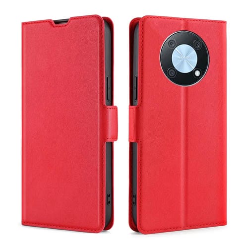 Para Huawei nova Y90 4G Ultra-delgado Voltaje Hebilla lateral Funda de cuero con tapa horizontal para teléfono (Rojo)