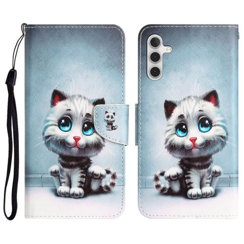 Para Samsung Galaxy A13 5G Estuche de teléfono de cuero con dibujo coloreado (ojos azules)