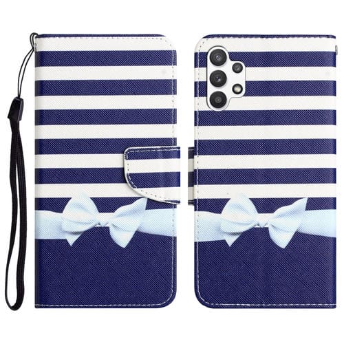 Para Samsung Galaxy A32 5G Estuche para teléfono de cuero con dibujo coloreado (nudo de lazo)