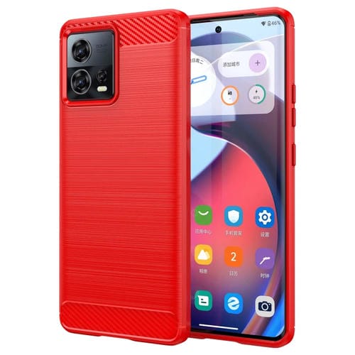 Funda TPU Fibra de Carbono para Motorola Edge 30 Fusion Moto S30 Pro con Textura Cepillada (Rojo)