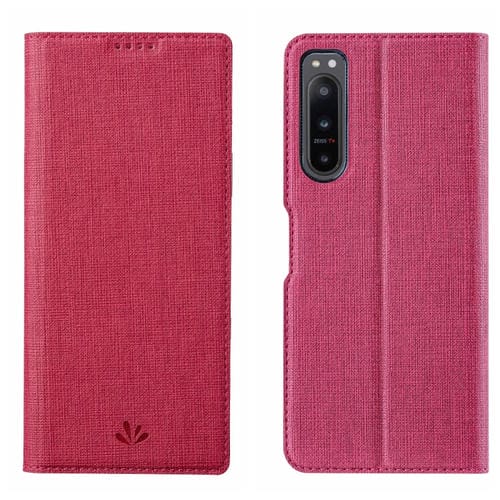Funda para Sony Xperia 5 IV Vili Dmx Series TPU y PU Cuero a Prueba de Golpes (Rosa Roja)