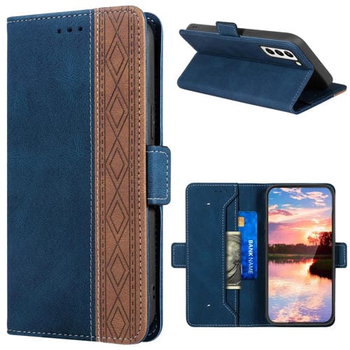 Para Samsung Galaxy S23 5G Estuche para teléfono de cuero RFID con costura lateral magnética (Azul real)