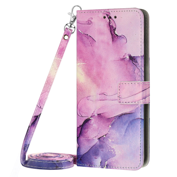 Para Tecno Camon 19 Neo Crossbody Funda de teléfono de cuero con patrón de mármol pintado (Púrpura)