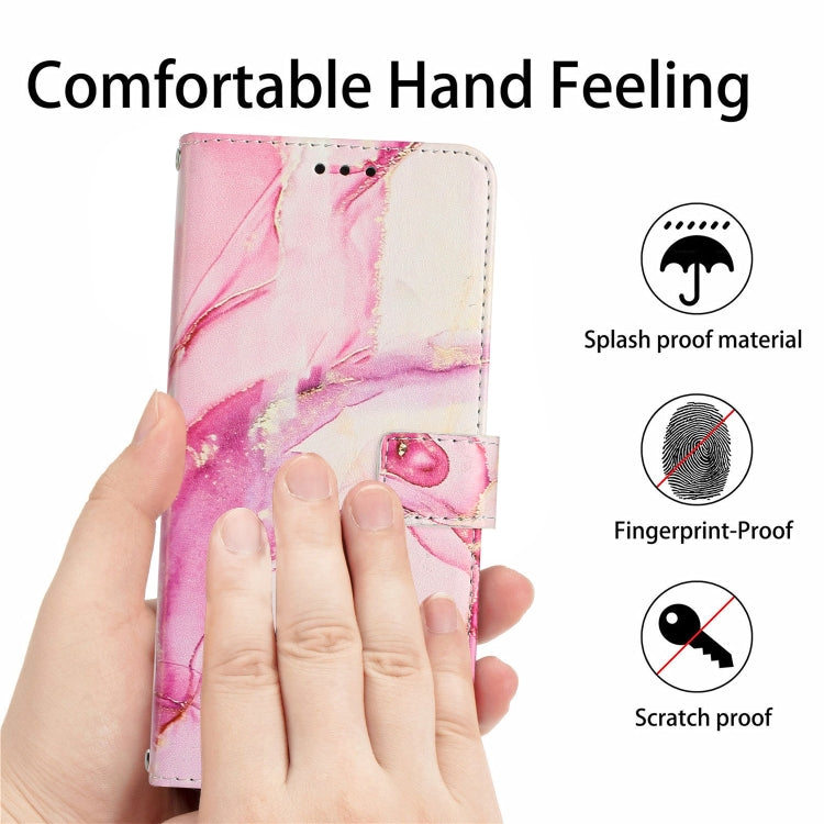 Para Tecno Camon 19 Neo Crossbody Funda de teléfono de cuero con patrón de mármol pintado (oro rosa)