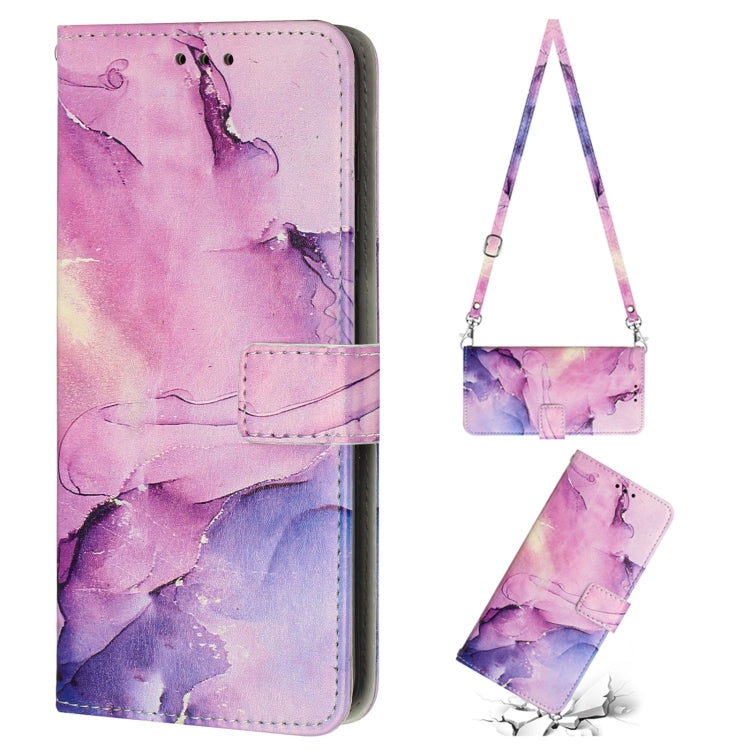 Para Tecno Camon 19/19 Pro Crossbody Funda de teléfono de cuero con patrón de mármol pintado (púrpura)