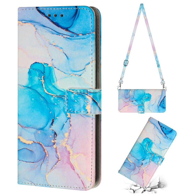 Para Tecno Camon 19/19 Pro Crossbody Funda de teléfono de cuero con patrón de mármol pintado (rosa verde)