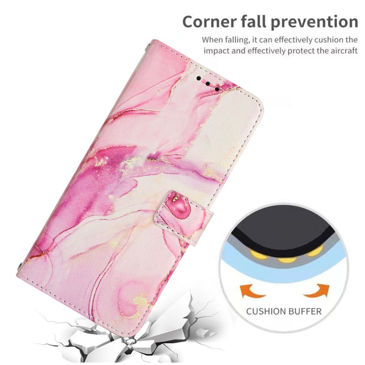 Para Tecno Spark 9 Pro Crossbody Funda de teléfono de cuero con patrón de mármol pintado (oro rosa)
