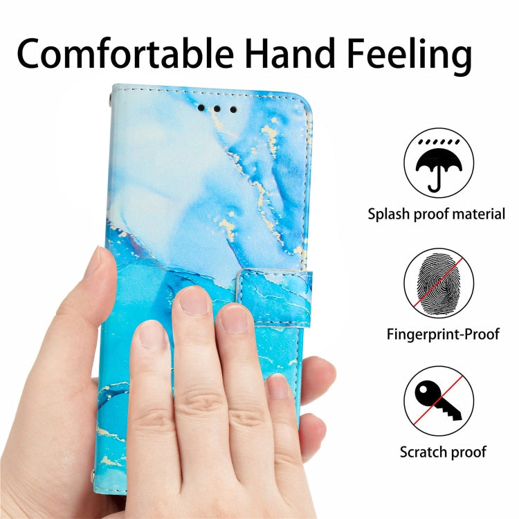 Para Tecno Spark 9 Pro Crossbody Funda de teléfono de cuero con patrón de mármol pintado (azul verde)