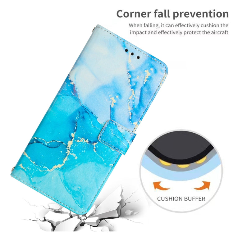 Para Tecno Spark 9 Pro Crossbody Funda de teléfono de cuero con patrón de mármol pintado (azul verde)