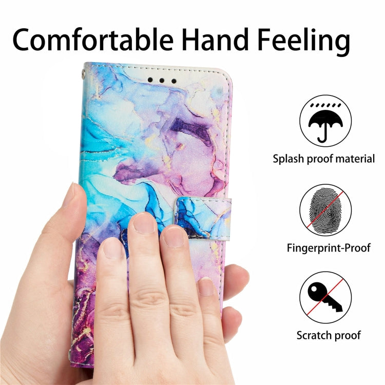 Para Tecno Spark 9T Crossbody Funda de teléfono de cuero con patrón de mármol pintado (rosa púrpura)
