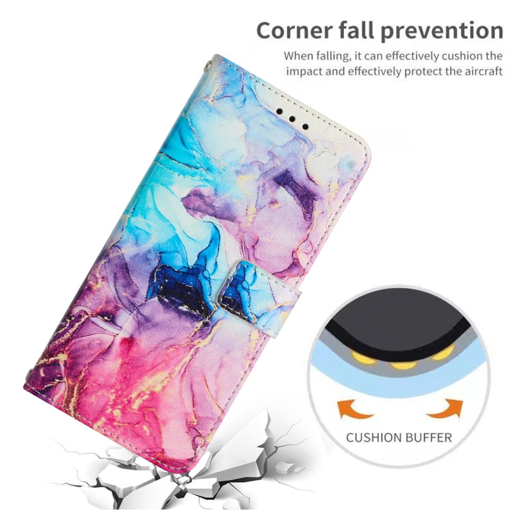 Para Tecno Spark 9T Crossbody Funda de teléfono de cuero con patrón de mármol pintado (rosa púrpura)