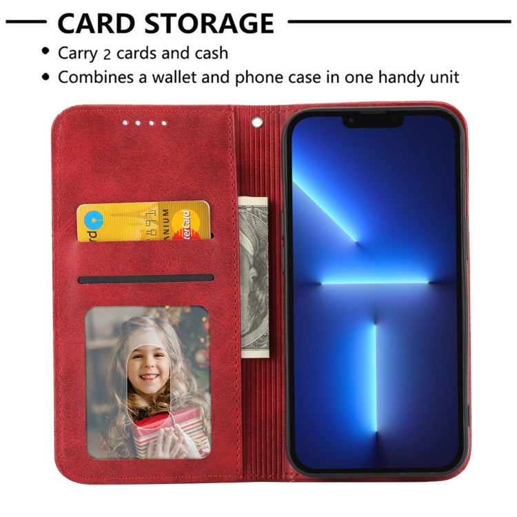 Para Sony Xperia 5 IV Caja de teléfono de cuero magnético con textura de pantorrilla de cuadrícula cúbica (Rojo)