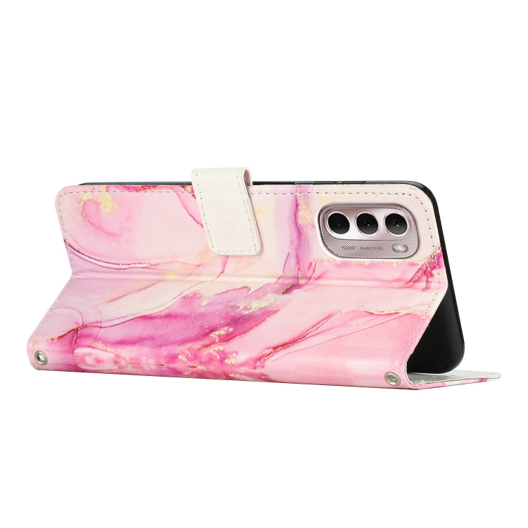 Para Motorola Moto G Stylus 5G 2022 Crossbody Funda de teléfono de cuero con patrón de mármol pintado (oro rosa)