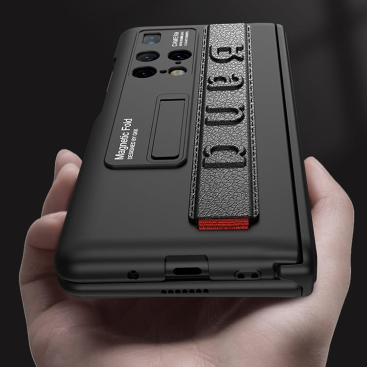 Para Huawei Mate X2 GKK Funda de teléfono integrada con bisagra magnética con correa para la muñeca (Negro)