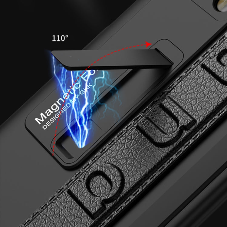 Para Huawei Mate X2 GKK Funda de teléfono integrada con bisagra magnética con correa para la muñeca (Negro)