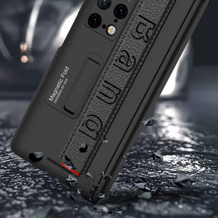 Para Huawei Mate X2 GKK Funda de teléfono integrada con bisagra magnética con correa para la muñeca (Negro)