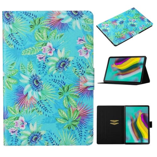 Funda de Cuero Galaxy Tab S6 Lite P610 P615 Patrón Dibujo Colores Tapa Horizontal Soporte Ranura Tarjeta (Flores)