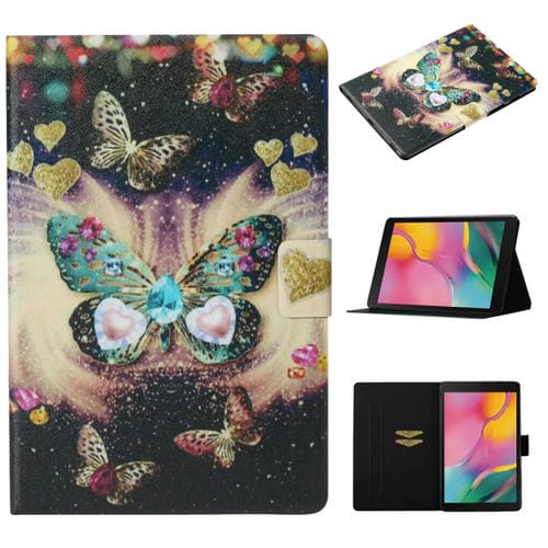 Funda de Cuero Galaxy Tab A 8.0 (2019) T290/T295 con Tapa Horizontal, Soporte y Ranura para Tarjeta (Mariposas)