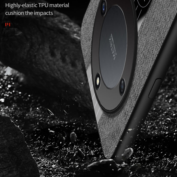 Para Honor X40 XINLI Costura de tela Textura TPU Funda para teléfono con soporte para anillo (Azul)