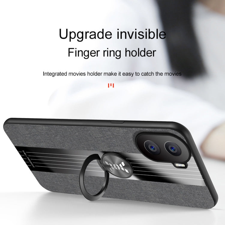 Para Honor X40i XINLI Costura de tela Textura TPU Funda para teléfono con soporte para anillo (Rojo)
