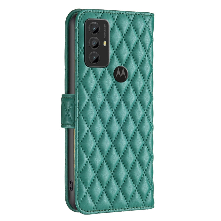 Para Motorola Moto G Play 2023 Diamond Lattice Wallet Funda de cuero con tapa para teléfono (Verde)