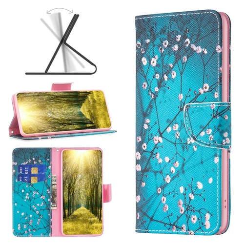 Para Nokia X30 Estuche de teléfono de cuero con patrón de dibujo (flor del ciruelo)