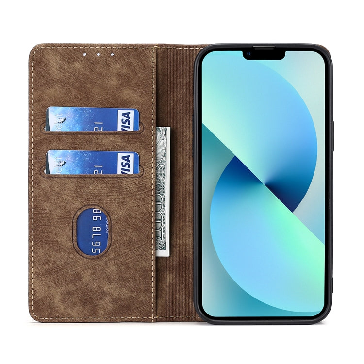 Para Huawei nova 10 SE RFID Funda de teléfono de cuero magnético con cepillo antirrobo (marrón)