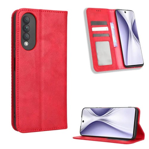 Funda de Cuero con Hebilla Magnética para Honor X20 Se y Huawei Nova 10Z (Rojo)