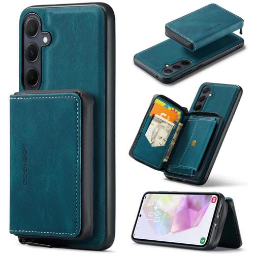 Funda para Teléfono Samsung Galaxy A35 5G Jeehood Cuero Tapa Horizontal Cremallera Magnética (Azul)