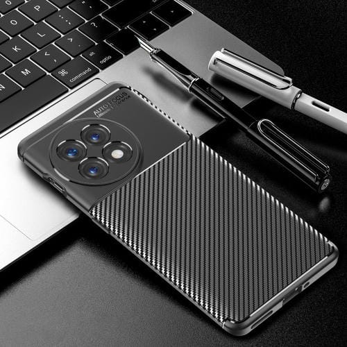 Funda de Teléfono TPU para OnePlus Ace 2 5G / 11R con Textura de Fibra de Carbono a Prueba de Golpes (Negro)