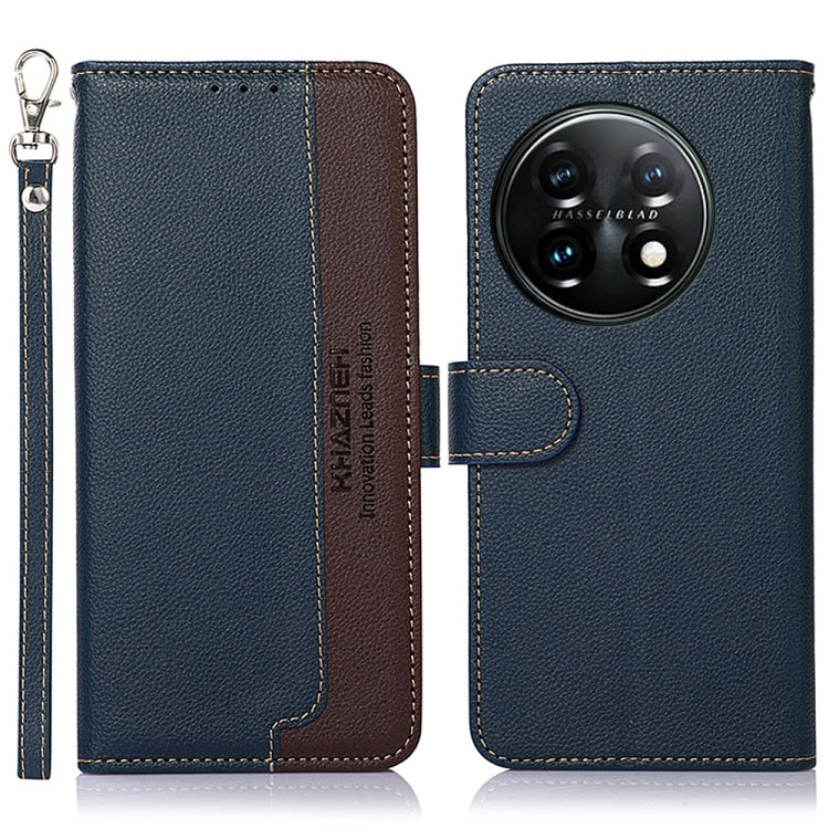 Funda para OnePlus 11 Khazneh Litchi Texture Leather con RFID (Azul)