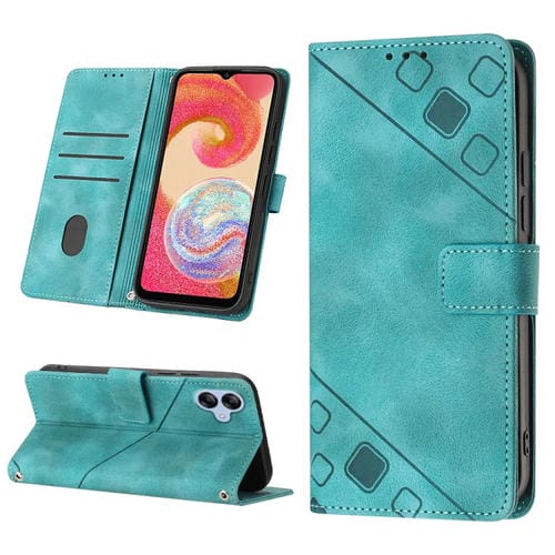 Estuche para Teléfono Samsung Galaxy A04E / F04 / M04 Cuero En Relieve con Tacto de Piel (Verde)