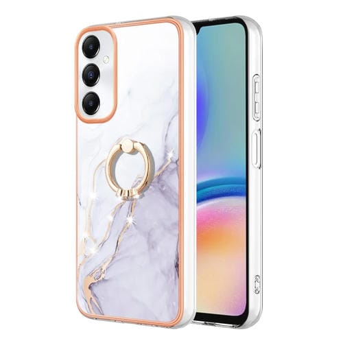 Funda para Samsung Galaxy A05S Imd TPU Mármol Galvanizado con Soporte para Anillo (Blanco)