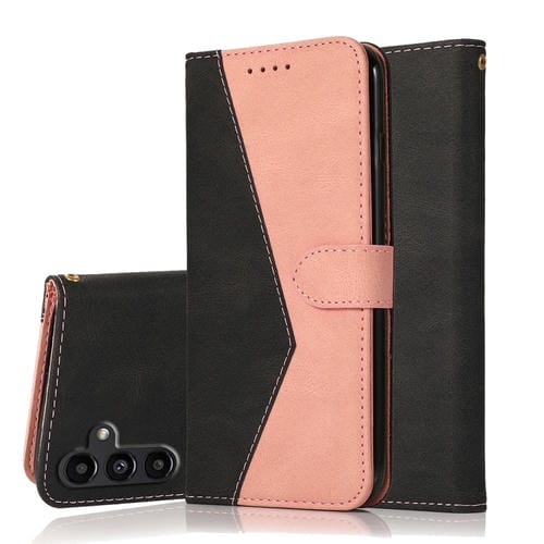 Funda para Samsung Galaxy A05S Cuero con Costuras Dos Colores (Oro Rosa Negro)