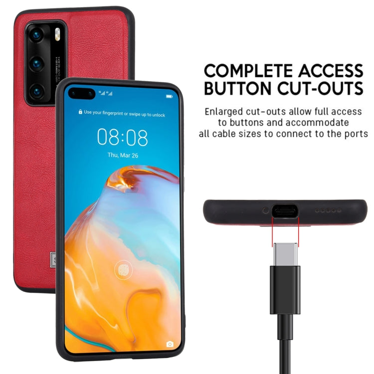 Para Huawei P40 SULADA TPU a prueba de golpes + Funda protectora de cuero hecha a mano (Verde)