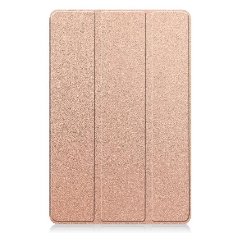 Funda de cuero con textura Custer y tres pliegues para Xiaomi Redmi Pad 2 (oro rosa)