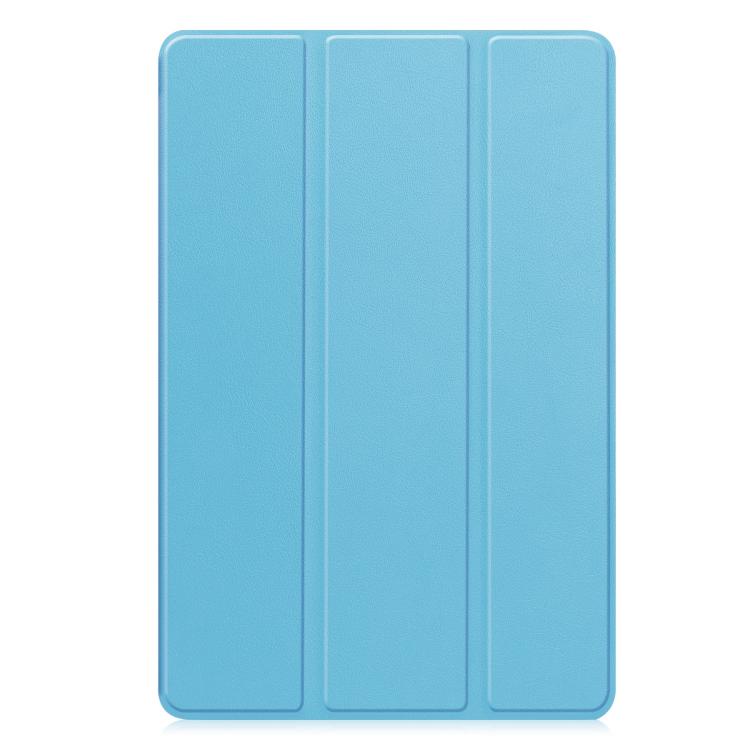 Funda de cuero con textura Custer y tres pliegues para Xiaomi Redmi Pad 2 (azul cielo)