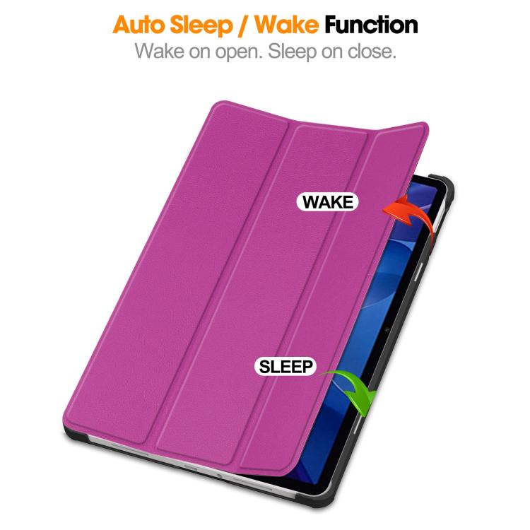 Funda de cuero con textura Custer y tres pliegues para Xiaomi Redmi Pad 2 (morado)