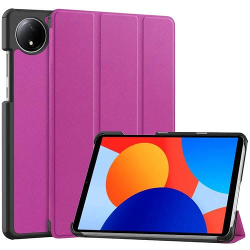 Funda de cuero con textura Custer y tres pliegues para Xiaomi Redmi Pad SE 8.7 (morado)