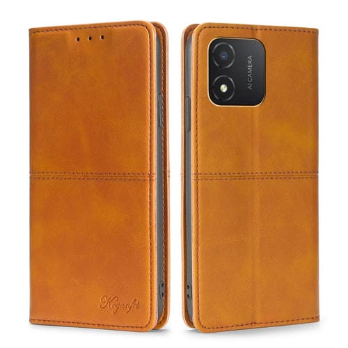 Funda de Cuero para Honor X5 4G con Tapa Horizontal Magnética Textura de Vaca (Marrón Claro)