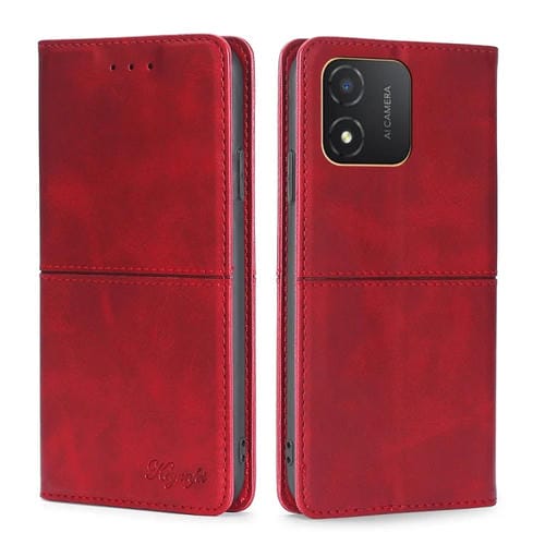 Funda de Cuero para Honor X5 4G con Tapa Horizontal Magnética y Textura de Vaca (Rojo)