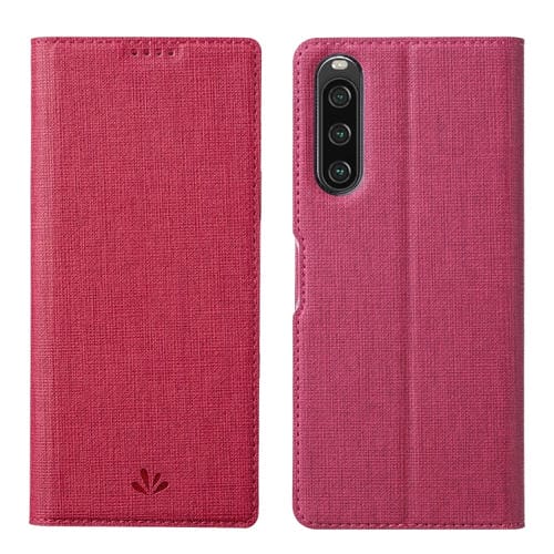 Estuche de Cuero Magnético para Sony Xperia 10 V Vili Dmx Series a Prueba de Golpes (Rose Red)